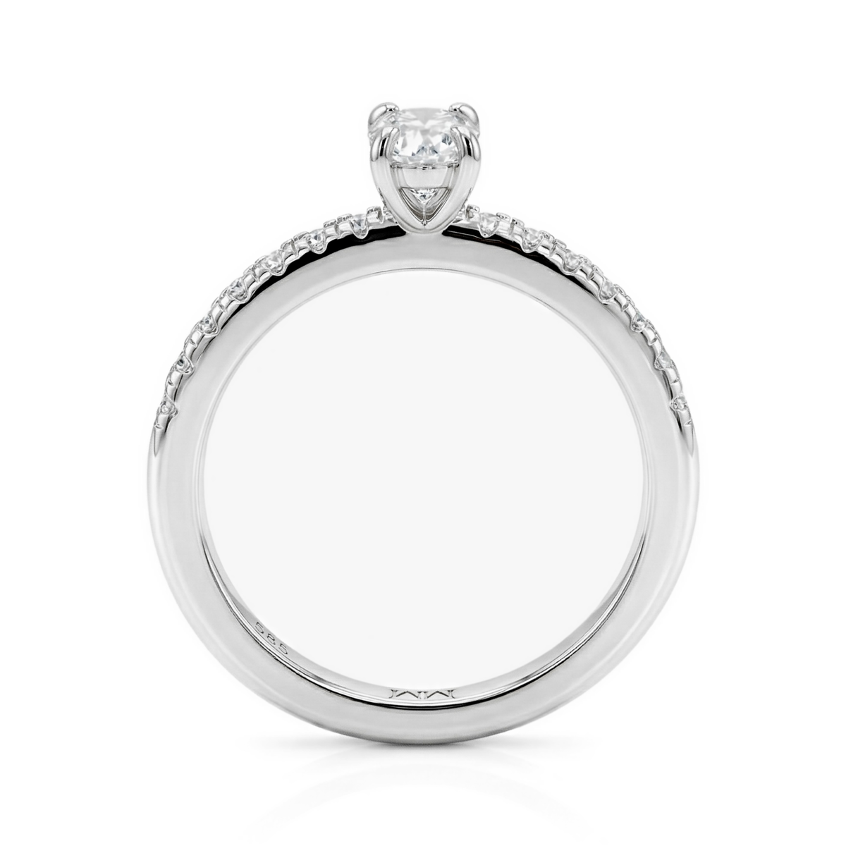 Nina Ring - Oval Moissanite Ring with Pavé Side Stones