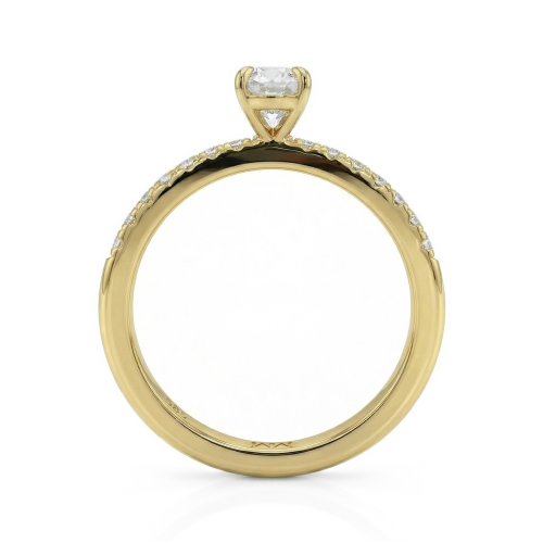Nina - Oval Moissanite Ring with Pavé Side Stones