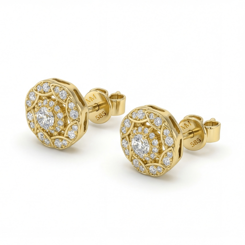 Double Halo - Moissanite Stud Earrings in Halo Setting