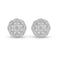 Double Halo - Moissanite Stud Earrings in Halo Setting