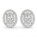 Brilliance - Oval Moissanite Stud Earrings in Halo Setting