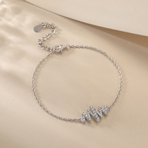 Spiralux - Adjustable Moissanite Bracelet with Pave Symbol Design