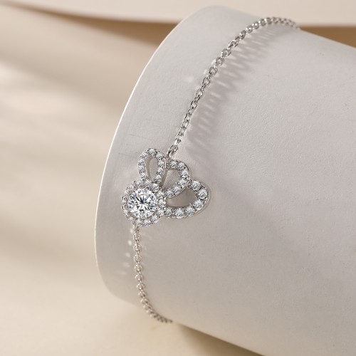 Ornella - Floral Halo Moissanite Bracelet with Adjustable Chain