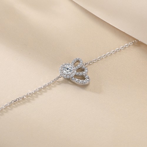 Ornella - Floral Halo Moissanite Bracelet with Adjustable Chain