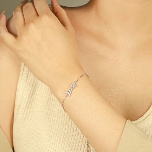 Stellaris - Adjustable Moissanite Star Charm Bracelet With Pavé Setting