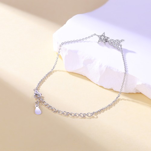 Stellaris - Adjustable Moissanite Star Charm Bracelet With Pavé Setting