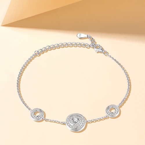 Cirquel - Moissanite Bracelet with Double Halo Linked Stations