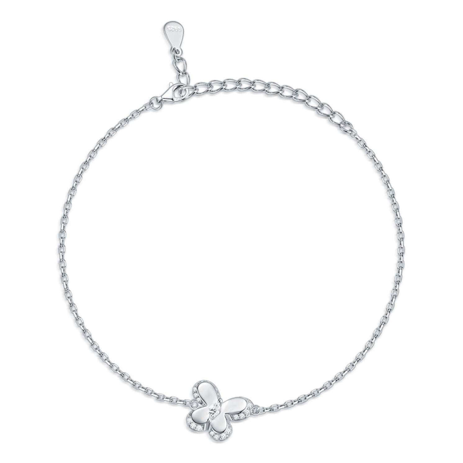 Bloomique - Moissanite Charm Bracelet with Floral Motif and Sparkling Accents