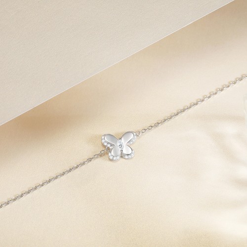 Bloomique - Moissanite Charm Bracelet with Floral Motif and Sparkling Accents