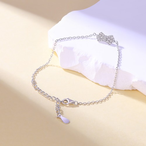 Gleamique - Moissanite Bow Motif Bracelet with Adjustable Chain