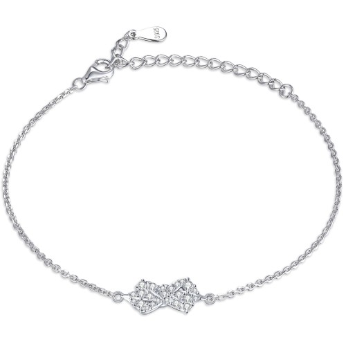 Gleamique - Moissanite Bow Motif Bracelet with Adjustable Chain