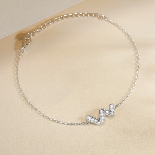 Serpentine - Moissanite Infinity Bracelet with Pave-Set Gemstones