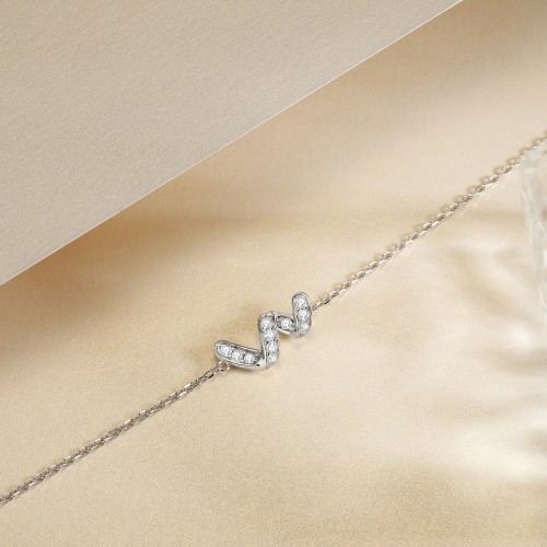 Serpentine - Moissanite Infinity Bracelet with Pave-Set Gemstones