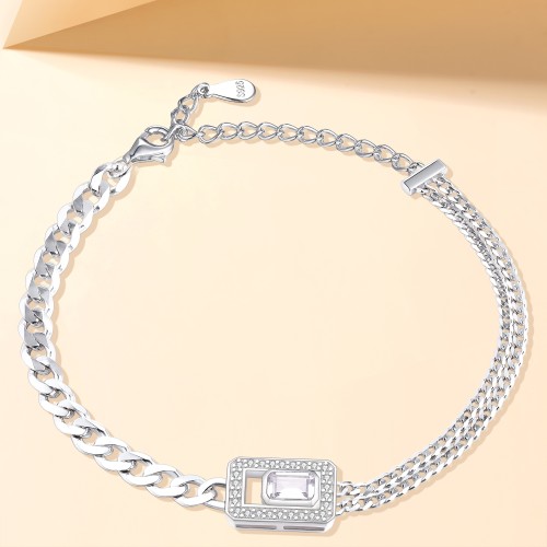 Verdura - Emerald-Cut Moissanite Bracelet with Halo Design