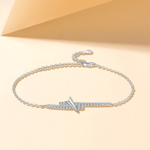 Volute - Chevron Moissanite Bracelet with Pavé Setting