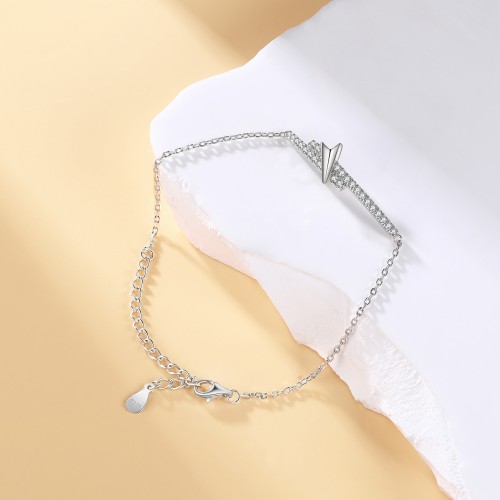 Volute - Chevron Moissanite Bracelet with Pavé Setting