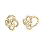 Vortexia - Floral Motif Moissanite Clover Earrings With Pave-Set Sparkle