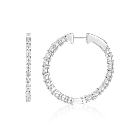 Luminette - Oval Cut Moissanite Shared Prong Hoop Earrings