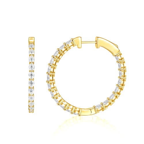 Luminette - Oval Cut Moissanite Shared Prong Hoop Earrings