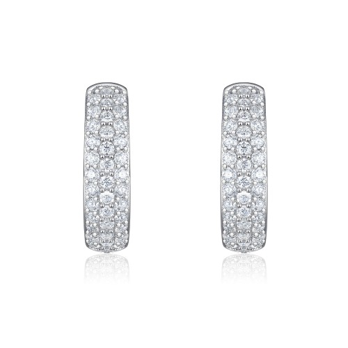 Glintique - Pavé Set Moissanite Huggie Hoop Earrings with Hinged Closure