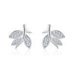 Pavé Leaves - Moissanite Stud Earrings