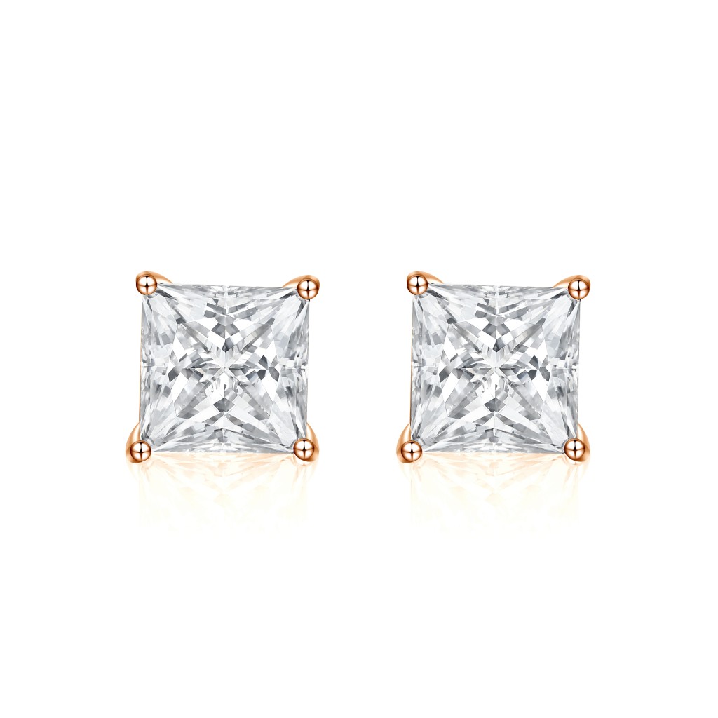 Orion – Princess Moissanite Stud Earrings