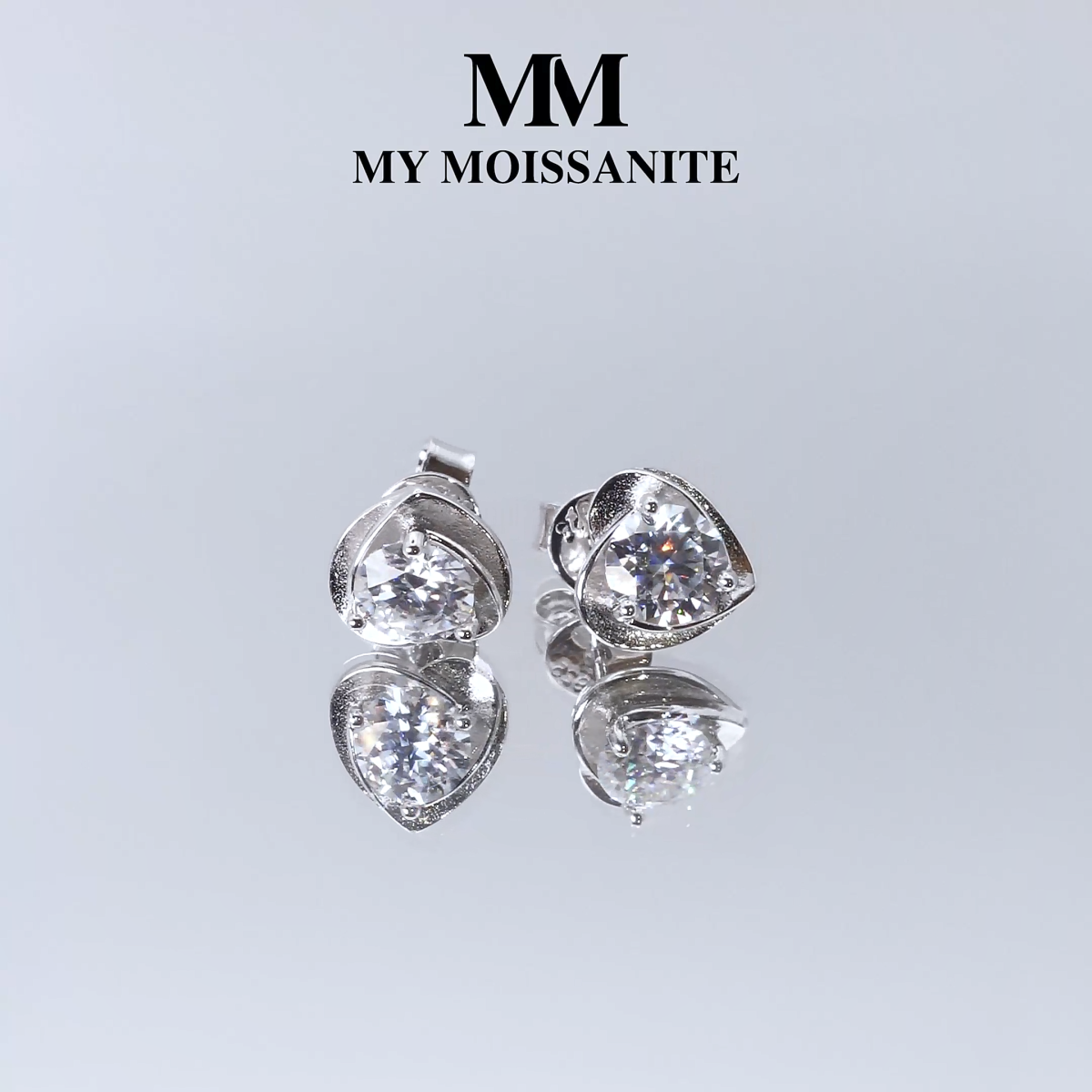 Luster - Moissanite Heart Stud Earrings