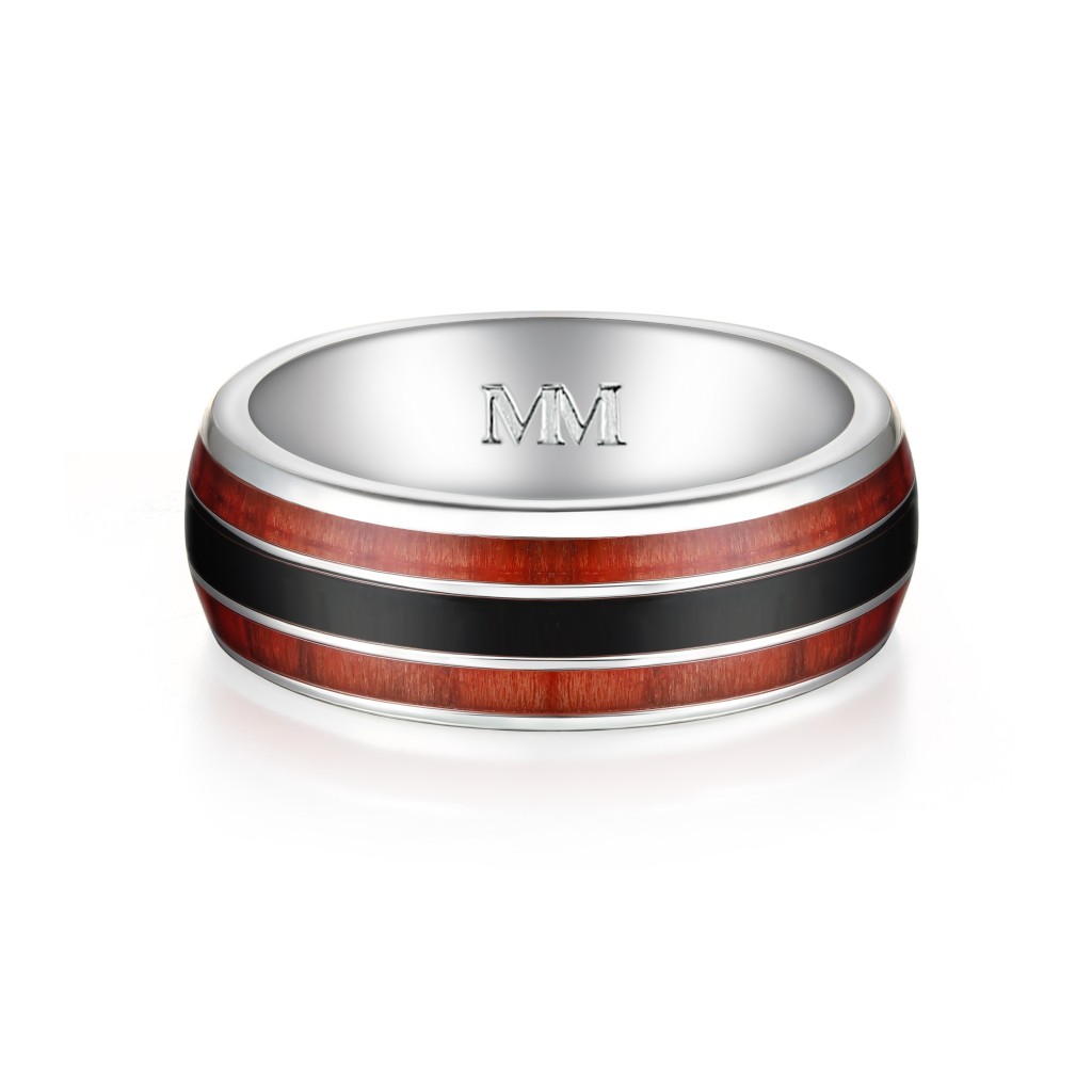 Vireo - Men's Tungsten Ring with Natural Wood Inlay