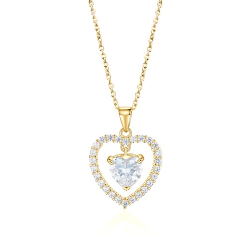 Valoria - Heart-Shaped Moissanite Pendant with Halo Detail