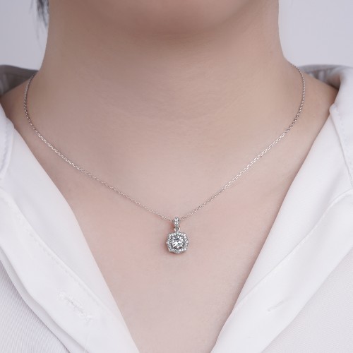 Vivara - Moissanite Pendant with Encrusted Halo