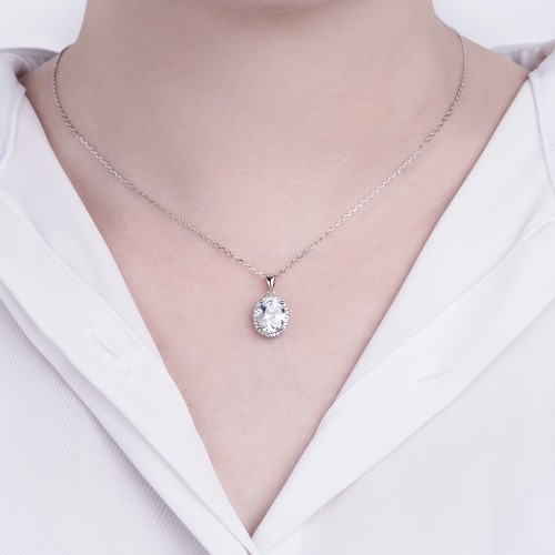 Vivara - Moissanite Pendant with Encrusted Halo