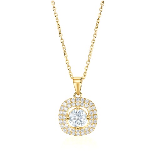 Vivara - Moissanite Pendant with Encrusted Halo