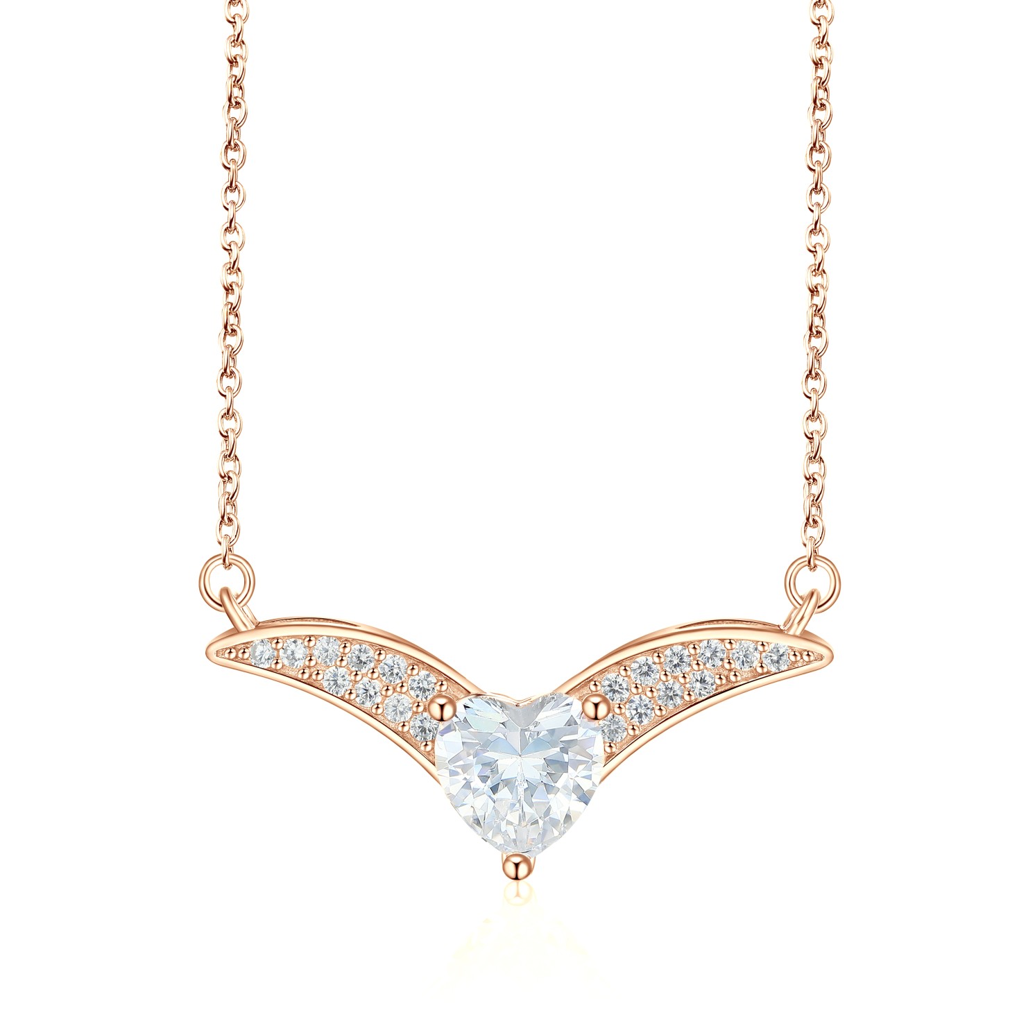 Vaneza - Elegant Moissanite V-shaped Necklace with Pave Accents Vaneza - Elegant Moissanite V-shaped Necklace with Pave Accents