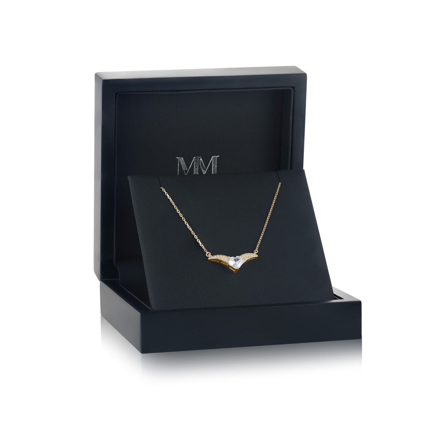 Vaneza - Elegant Moissanite V-shaped Necklace with Pave Accents Vaneza - Elegant Moissanite V-shaped Necklace with Pave Accents