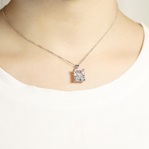 Quadra - Classic Radiant Cut Moissanite Solitaire Pendant
