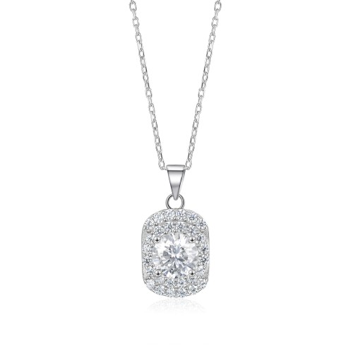 Memento - Brilliant Moissanite Pendant in Pave Halo Design