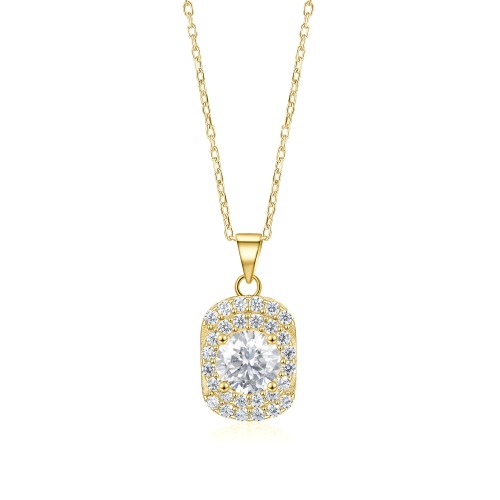 Memento - Brilliant Moissanite Pendant in Pave Halo Design