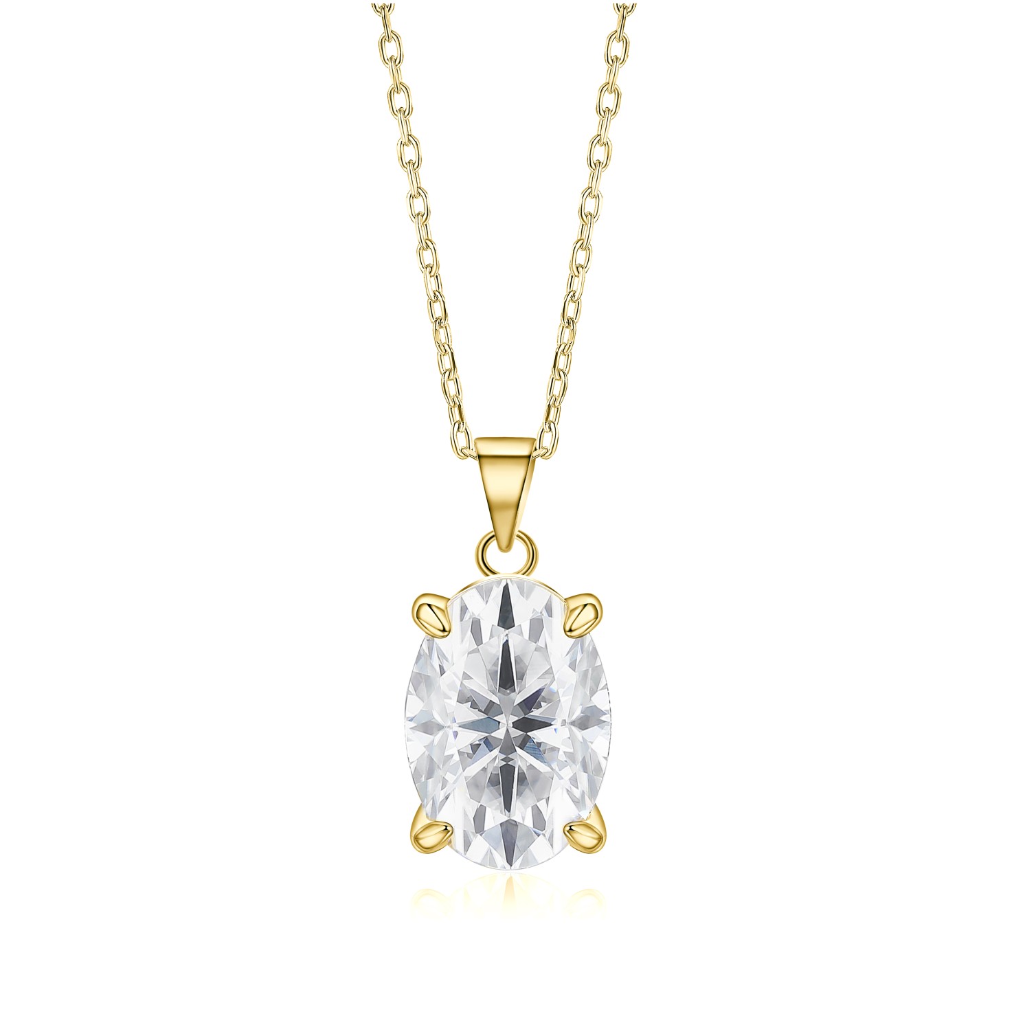 Ovaluxe - Oval Moissanite Pendant with Elegant Four-Prong Design