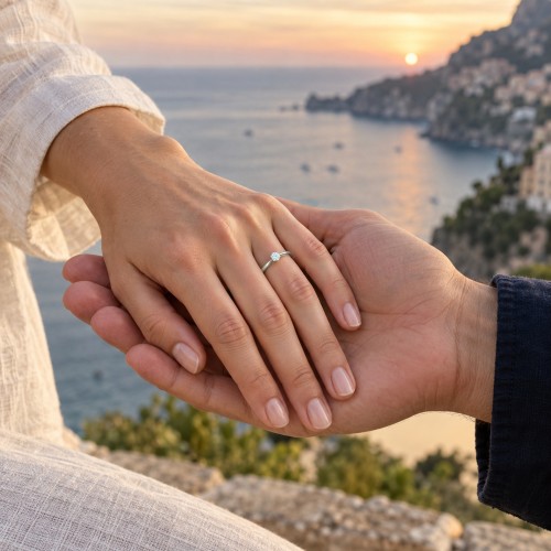 Ella - Solitaire Moissanite Engagement Ring - lifestyle
