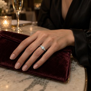 Ovaline - Oval Moissanite Ring with Minimalistic Side Stones