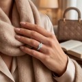 Olivette - Oval Cut Moissanite Engagement Ring with Marquise Side Stones