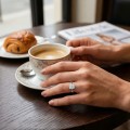 Mirabelle - Radiant Cut Moissanite Solitaire Ring with Basket Setting and Hidden Halo