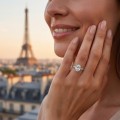 Mirage - Oval Cut Moissanite Engagement Ring with Pavé Side Stones