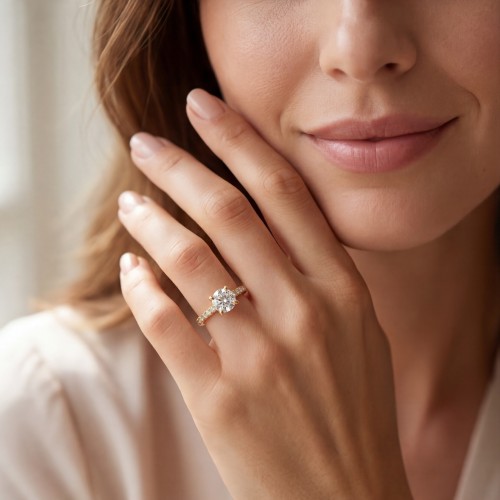 Finesse - Moissanite Engagement Ring with Side Stones - lifestyle