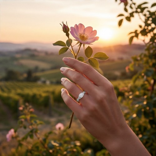 Mirari - Moissanite Engagement Ring With Twisted Split Shank and Pavé Set Accents - lifestyle