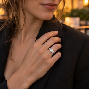 Aurora - Moissanite Ring with Minimalistic Side Stones