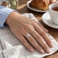Primrose - Vintage Round Moissanite Ring with Floral Shoulders