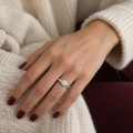 Demi - Round Moissanite Half Bezel Solitaire Ring