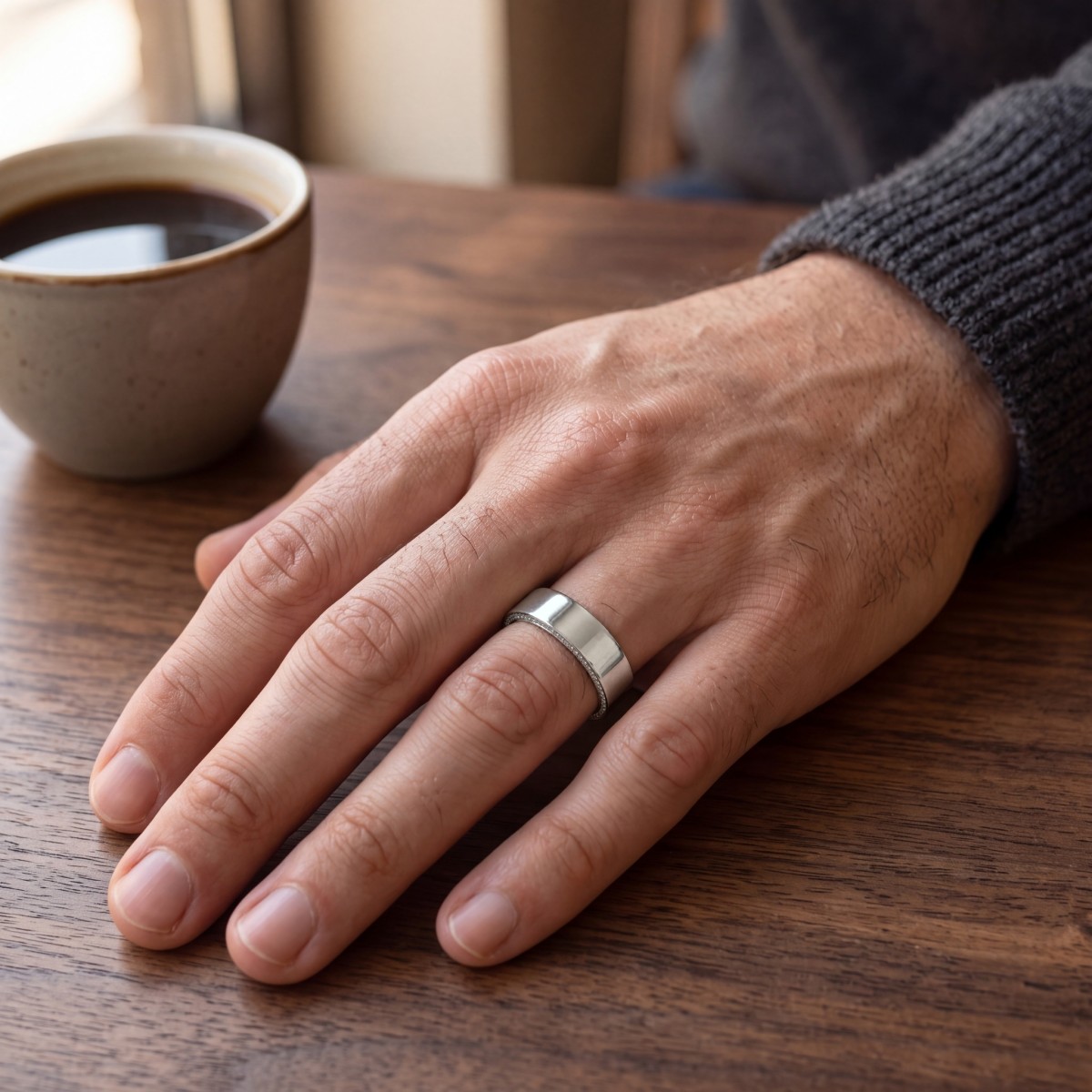 Horizon - Men's Moissanite Wedding Band with Pavé Edges
