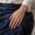 Prisma - Elongated Hexagon Moissanite Engagement Ring with Marquise and Round Side Stones
